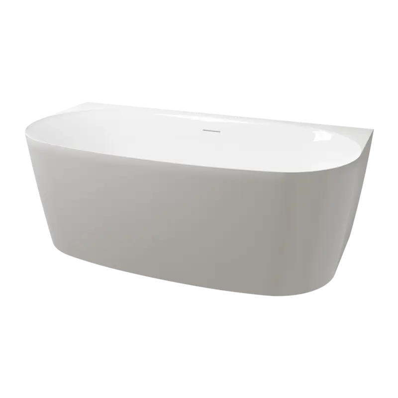 Letzte Chance Luca Varess Sutilo Ovale halb freistehende Badewanne: 160 x 75 cm, Acryl, Weiß Glänzend