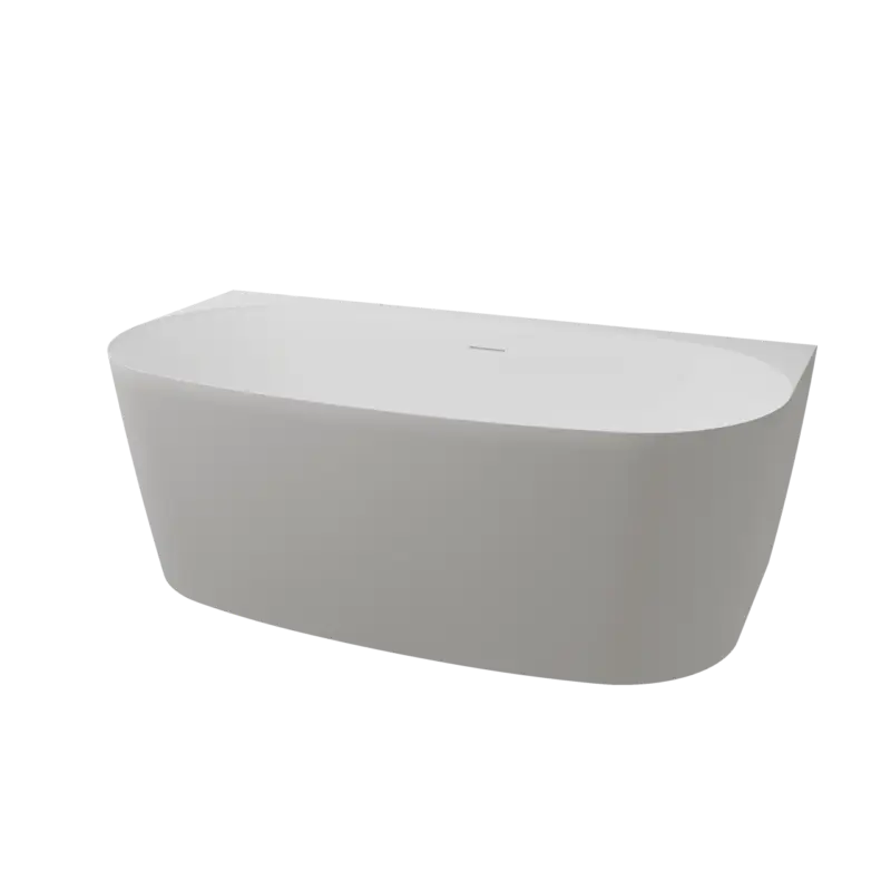 Top-Angebot Luca Varess Sutilo Ovale halb freistehende Badewanne: 160 x 75 cm, Acryl, Weiß matt