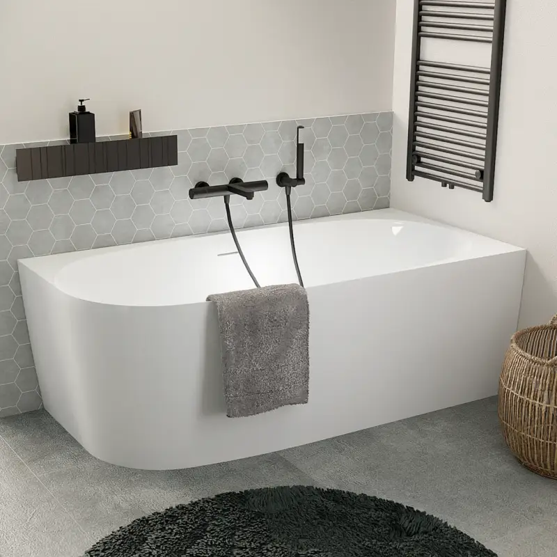 Geprüft Luca Varess Sutilo 2-Personen-Eckbadewanne: rechts, 170 x 75 cm Acryl, Weiß Glänzend