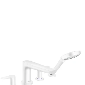 Beliebt Hansgrohe Talis E 4-Löcher Badewannenrand-Armatur mit Brausekopf, weiß matt