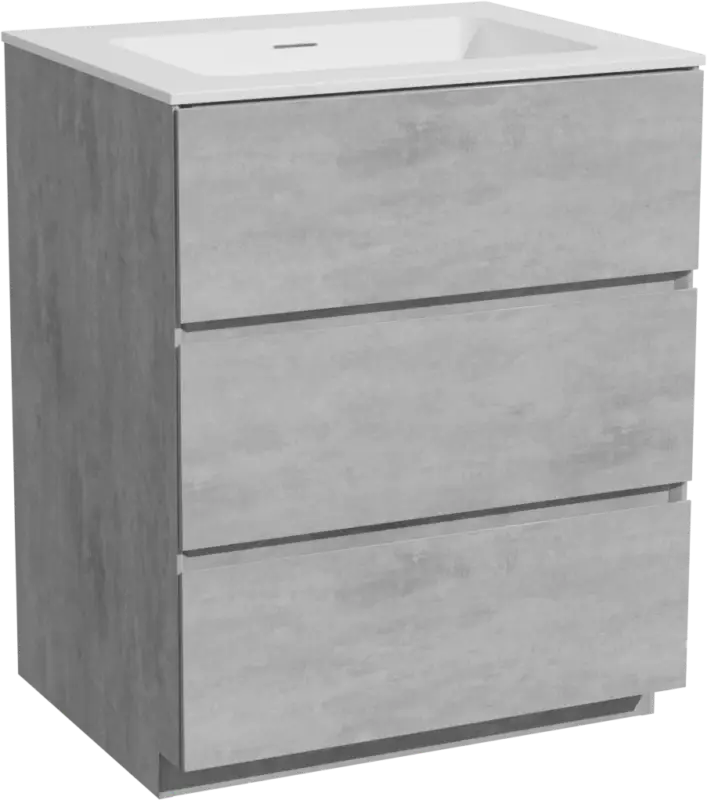 Abverkauf Storke Edge freistehendes Möbelstück Set: 65 x 52 cm, Beton dunkelgrau, mit Mata Einzelwaschtisch, Solid Surface Weiß matt