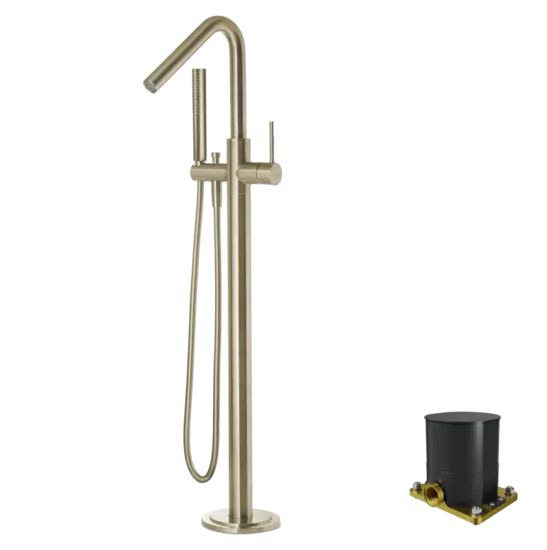 Kracherpreis Blaufoss Round Move freistehende Badewannenarmatur: Brushed Champagne Gold