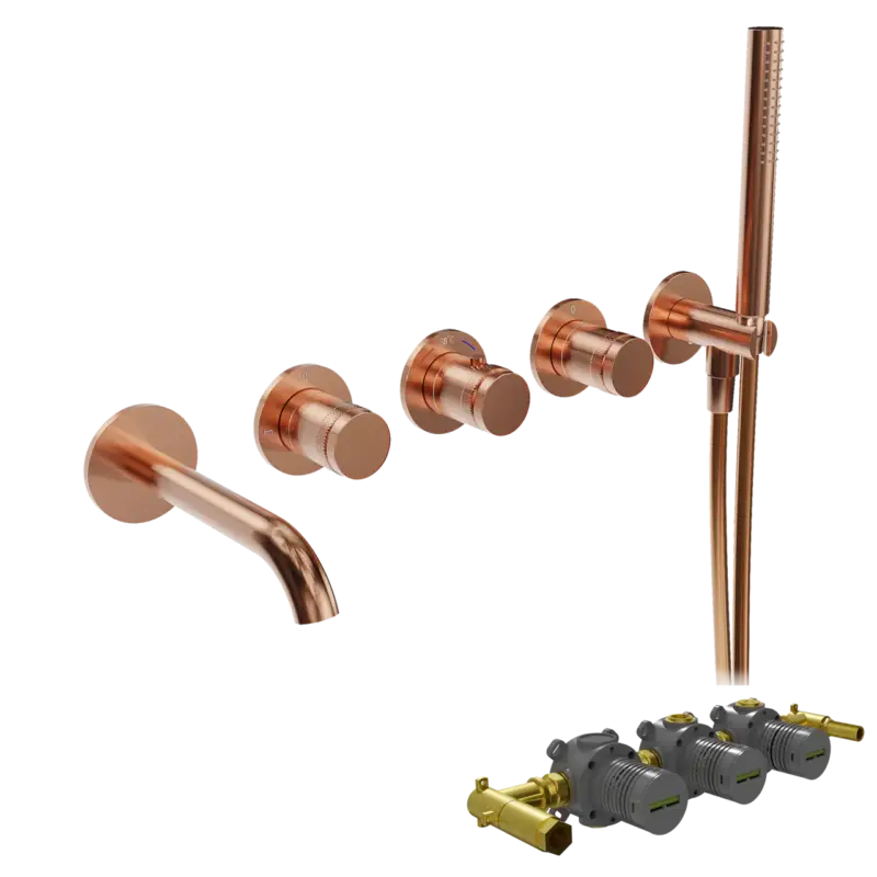 Blaufoss Pavilion Unterputz-Badewannenarmatur: Brushed Rosegold, inkl. Handbrauseset und Einbauelement Aktuell