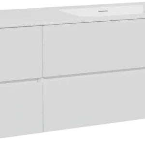 Versand Am Gleichen Tag Storke Edge hängendes Möbelstück Set: 150 x 52 cm, Weiß glänzend, mit Mata Waschtisch rechts, Solid Surface Weiß matt