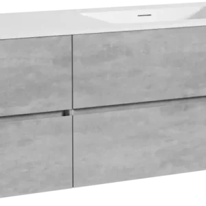 Top-Preis Storke Edge hängendes Möbelstück Set: 140 x 52 cm, Beton dunkelgrau, mit Mata Waschtisch rechts, Solid Surface Weiß matt