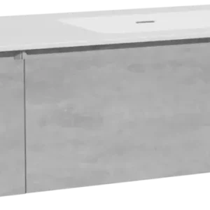 Top-Seller Storke Edge hängendes Möbelstück Set: 140 x 52 cm, Beton dunkelgrau, mit Mata Waschtisch rechts, Solid Surface Weiß matt