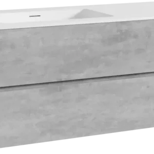 Versand Am Gleichen Tag Storke Edge hängendes Möbelstück Set: 140 x 52 cm, Beton dunkelgrau, mit Mata Waschtisch links, Solid Surface Weiß matt