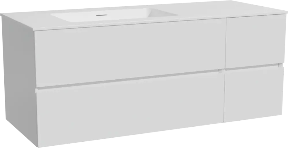Angebot Storke Edge hängendes Möbelstück Set: 130 x 52 cm, Weiß matt, mit Mata Waschtisch links, Solid Surface Weiß matt