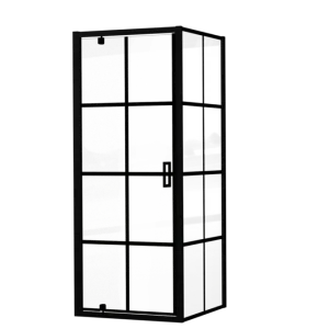 Sonderangebot Luca Varess Vidor Eckdusche: Drehtür: 80 x 80 cm, Square Glas, mattschwarzes Profil
