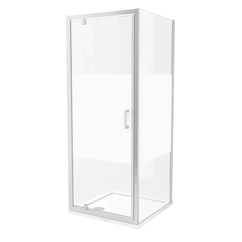 Direkt Vom Hersteller Luca Varess Vidor Eckdusche: Drehtür, 80 x 80 cm, Klarglas mit mattiertem Streifen, Chromprofil