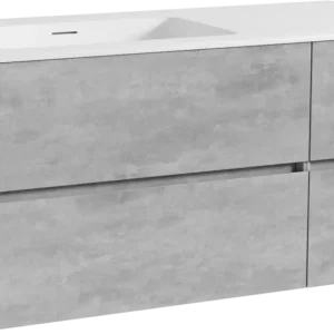 Versand Am Gleichen Tag Storke Edge hängendes Möbelstück Set: 110 x 52 cm, Beton dunkelgrau, mit Mata Waschtisch links, Solid Surface Weiß matt