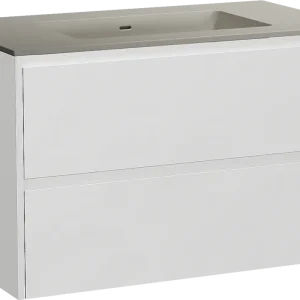 Storke Seda hängendes Möbelstück Set: 95 x 52 cm, Weiß matt, mit Diva Einzelwaschtisch, Top Solid Seidengrau Neu Im Sortiment