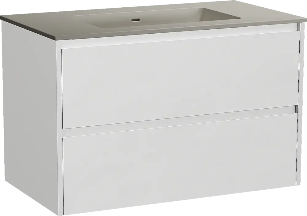 Storke Seda hängendes Möbelstück Set: 95 x 52 cm, Weiß matt, mit Diva Einzelwaschtisch, Top Solid Seidengrau Neu Im Sortiment