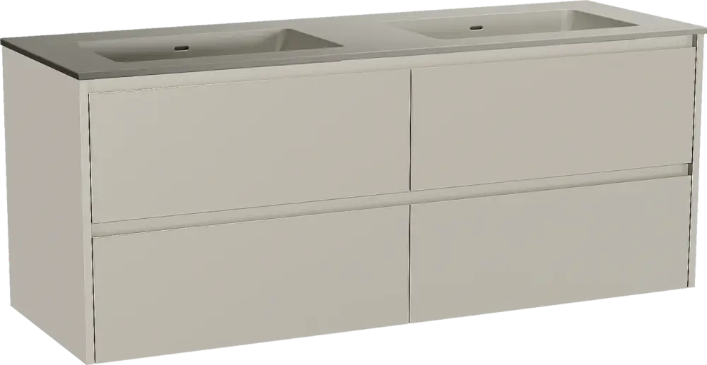 Mega-Angebot Storke Seda hängendes Möbelstück Set: 150 x 52 cm, Seidengrau, mit Diva Doppelwaschtisch, Top Solid Seidengrau