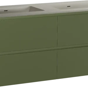 Storke Seda hängendes Möbelstück Set: 130 x 52 cm, Olivgrün, mit Diva Doppelwaschtisch, Top Solid Seidengrau Mega-Angebot