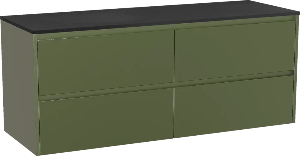 Schnäppchen Storke Seda hängendes Möbelstück Set: 150 x 52 cm, Olivgrün, mit Panton Einzel- oder Doppel Waschtischplatte, Pulverbeschichtetes MDF Schwarz matt