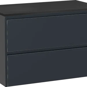 Top-Preis Storke Seda hängendes Möbelstück Set: 95 x 52 cm, Nachtblau, mit Panton Einzel Waschtischplatte, Pulverbeschichtetes MDF Schwarz matt
