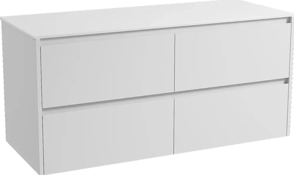 Markenprodukt Storke Seda hängendes Möbelstück Set: 130 x 52 cm, Weiß matt, mit Tavola Einzel- oder Doppel Waschtischplatte, Solid Surface Weiß matt