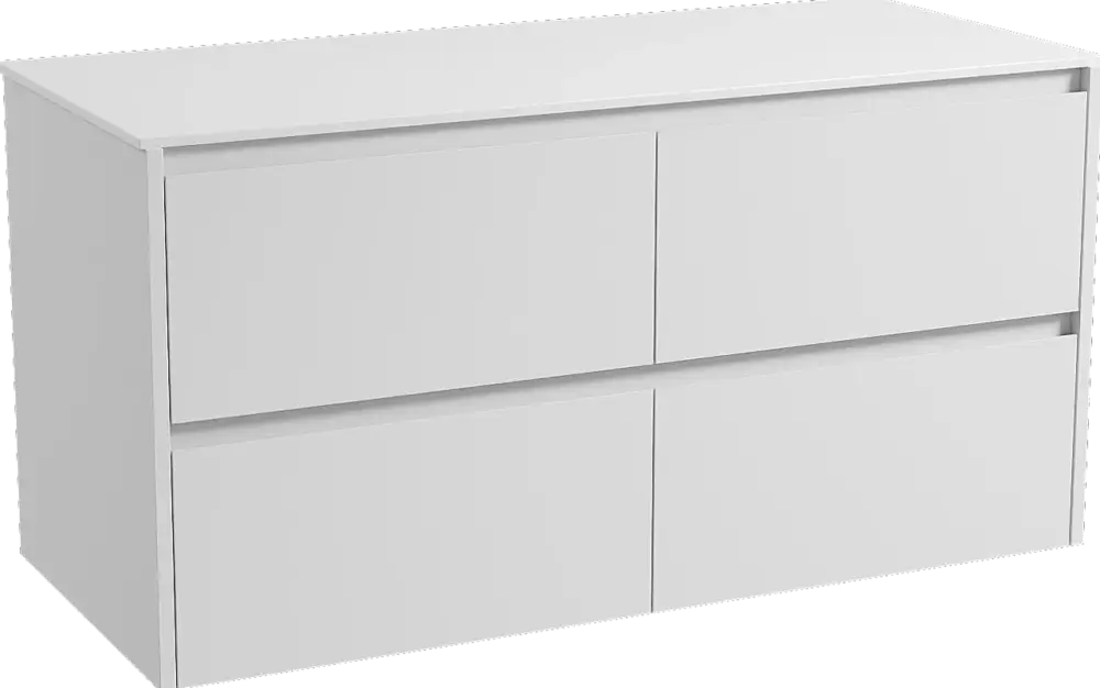 Highlight Storke Seda hängendes Möbelstück Set: 120 x 52 cm, Weiß matt, mit Tavola Einzel- oder Doppel Waschtischplatte, Solid Surface Weiß matt