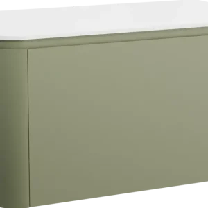 Aktuell Balmani Moon hängendes Möbelstück Set: 100 x 55 cm, Salbeigrün, mit Moon Einzel Waschtischplatte, Solid Surface Weiß matt