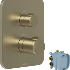 Billig Blaufoss Smartbox Softline Thermostat-Duscharmatur: Unterputz, 2 oder für 3 Verbraucher, Brushed Champagne Gold, Einbauelement inklusive