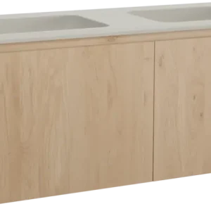 Ausverkauf Balmani Moon hängendes Möbelstück Set: 160 x 55 cm, Naturbelassene Eiche, mit Moon Doppelwaschtisch, Top Solid Seidengrau