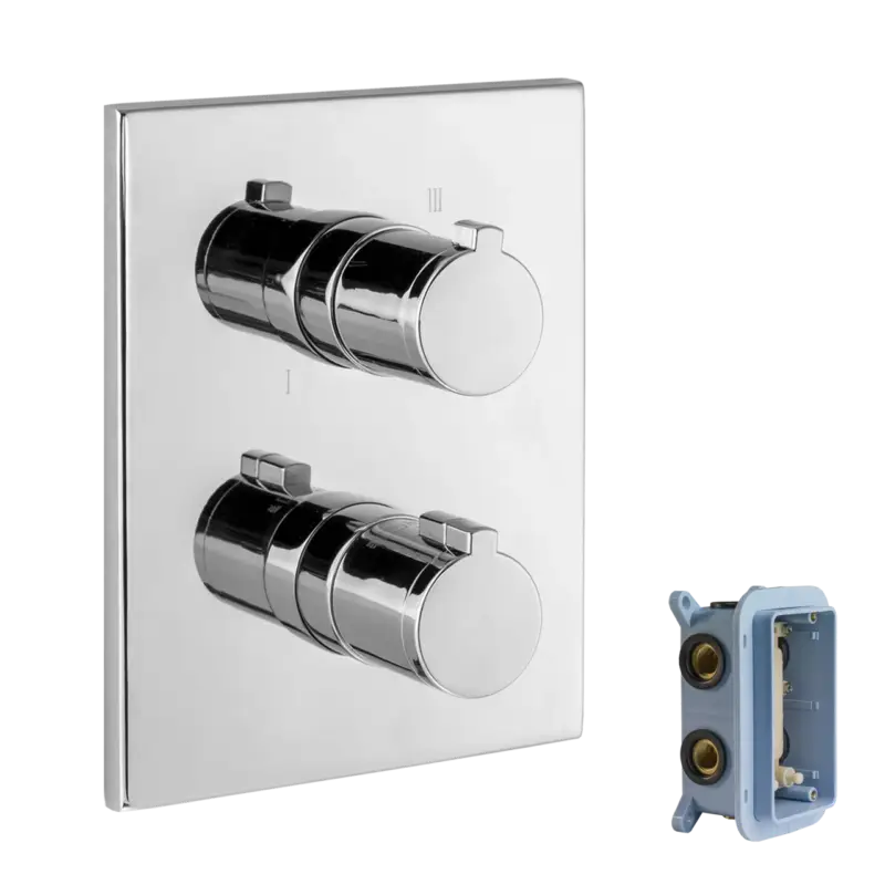 Bestpreis Blaufoss Smartbox de Luxe Thermostat-Duscharmatur: Unterputz, für 2 Verbraucher, Chrom glänzend
