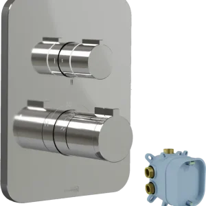 Blaufoss Smartbox Softline Thermostat-Duscharmatur: Unterputz, für 2 Verbraucher, Chrom glänzend, Einbauelement inklusive Schneller Versand