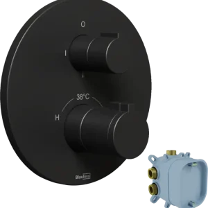 Versand Am Gleichen Tag Blaufoss Smartbox Round Thermostat-Duscharmatur: Unterputz, für 2 Verbraucher, Schwarz matt, Einbauelement inklusive