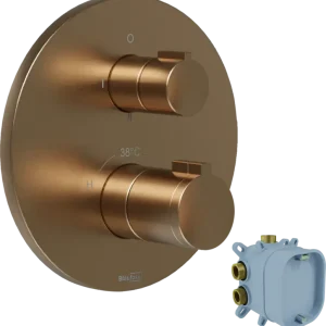 Kracherpreis Blaufoss Smartbox Round Thermostat-Duscharmatur: Unterputz, für 2 Verbraucher, Brushed Rosegold, Einbauelement inklusive