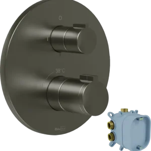 Blaufoss Smartbox Round Thermostat-Duscharmatur: Unterputz, für 2 Verbraucher, Brushed GunMetal, Einbauelement inklusive Wochenendangebot