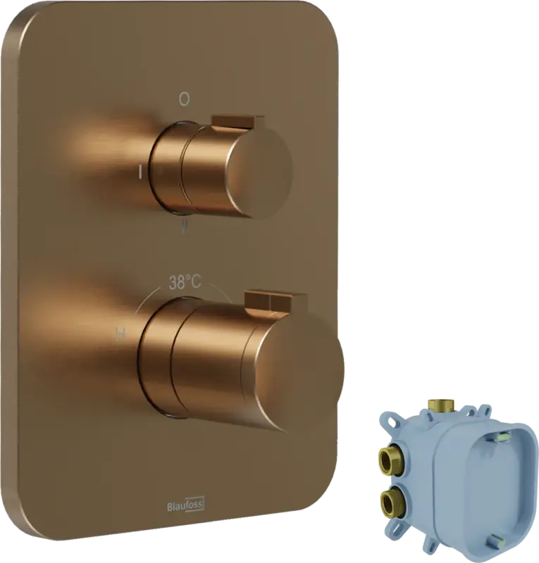 Blaufoss Smartbox Softline Thermostat-Duscharmatur: Unterputz, für 2 Verbraucher, Brushed Rosegold, Einbauelement inklusive Sofort Bestellen