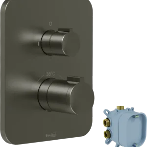 Top-Angebot Blaufoss Smartbox Softline Thermostat-Duscharmatur: Unterputz, für 2 Verbraucher, Brushed GunMetal, Einbauelement inklusive