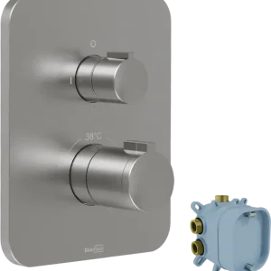 Blaufoss Smartbox Softline Thermostat-Duscharmatur: Unterputz, für 2 Verbraucher, Brushed Coolmetal, Einbauelement inklusive Billig