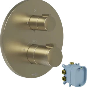 Blaufoss Smartbox Round Thermostat-Duscharmatur: Unterputz, 2 oder für 3 Verbraucher, Brushed Champagne Gold, Einbauelement inklusive Garantierte Lieferung