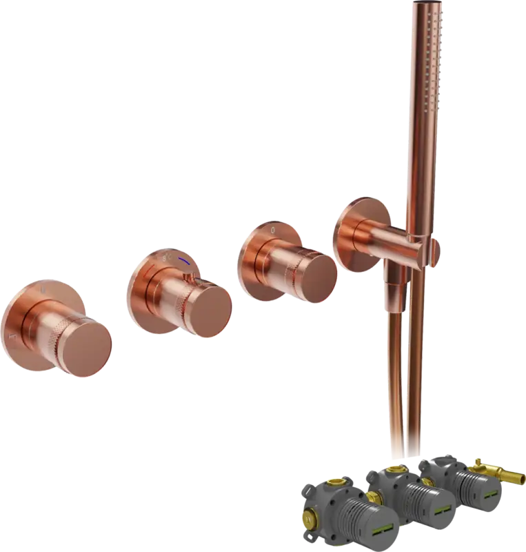 Blaufoss Pavilion Thermostat-Duscharmatur: Unterputz, Brushed Rosegold, Einbauelement inklusive Günstig