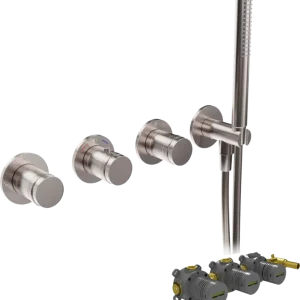 Blaufoss Pavilion Thermostat-Duscharmatur: Unterputz, Brushed Coolmetal, Einbauelement inklusive Expressversand