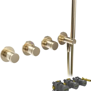 Top-Preis Blaufoss Pavilion Thermostat-Duscharmatur: Unterputz, Brushed Champagne Gold, Einbauelement inklusive