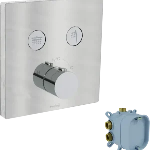 Markenware Blaufoss Switchline Thermostat-Duscharmatur: Unterputz, für 2 Verbraucher, Chrom, Einbauelement inklusive
