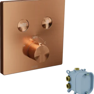 Top-Seller Blaufoss Smartbox Switch-Line Thermostat-Duscharmatur: Unterputz, für 2 Verbraucher, Brushed Rosegold, Einbauelement inklusive