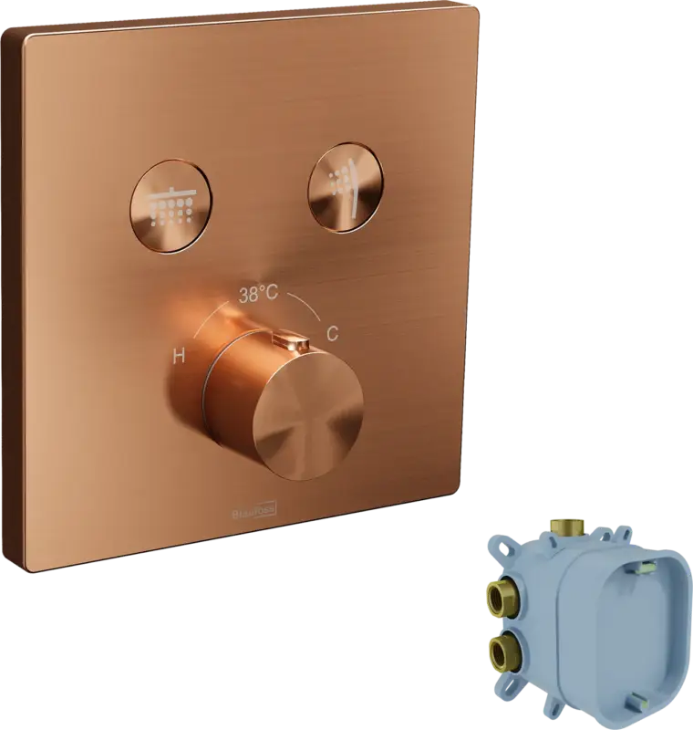 Top-Seller Blaufoss Smartbox Switch-Line Thermostat-Duscharmatur: Unterputz, für 2 Verbraucher, Brushed Rosegold, Einbauelement inklusive