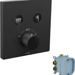 Blaufoss Smartbox Switch-Line Thermostat-Duscharmatur: Unterputz, für 2 Verbraucher, Schwarz matt, Einbauelement inklusive Kracherpreis