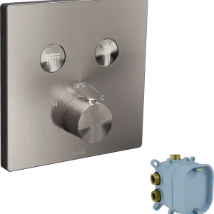 Finale Aktion Blaufoss Smartbox Switch-Line Thermostat-Duscharmatur: Unterputz, für 2 Verbraucher, Brushed Coolmetal, Einbauelement inklusive