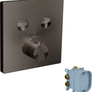 Blaufoss Smartbox Switch-Line Thermostat-Duscharmatur: Unterputz, für 2 Verbraucher, Brushed GunMetal, Einbauelement inklusive Sale