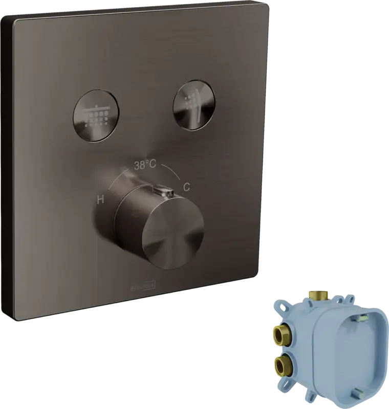 Blaufoss Smartbox Switch-Line Thermostat-Duscharmatur: Unterputz, für 2 Verbraucher, Brushed GunMetal, Einbauelement inklusive Sale
