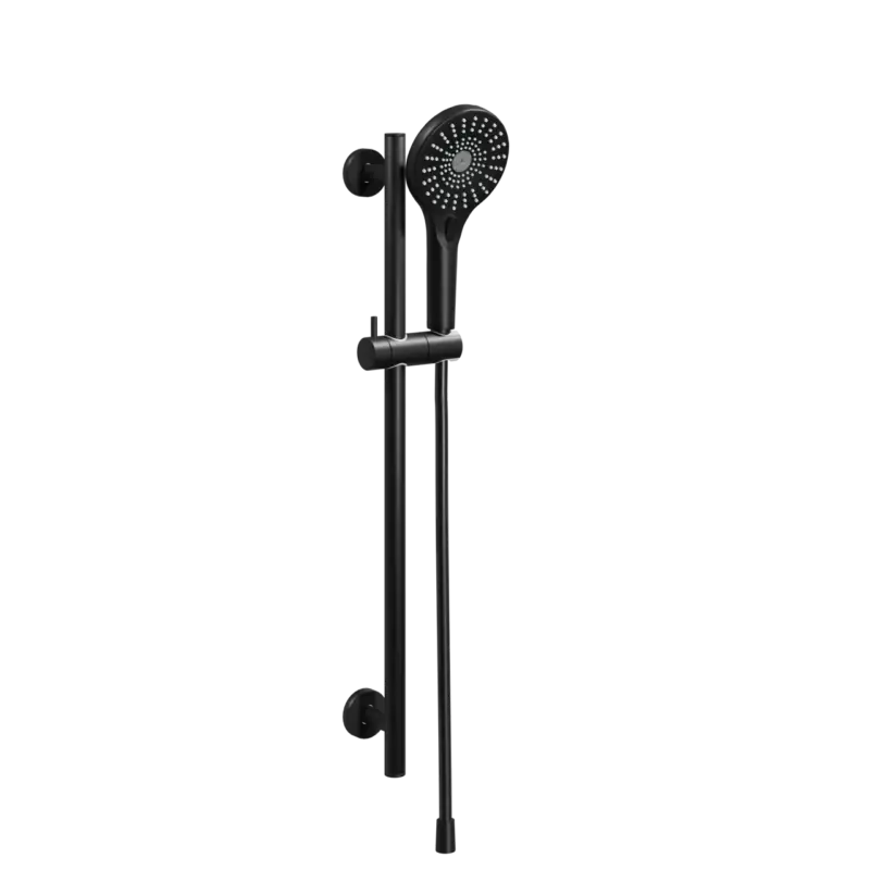 Nur Heute Blaufoss Onos Duschstange 70 cm mit Brausekopf 13 cm, 3 Strahlarten, Schwarz matt