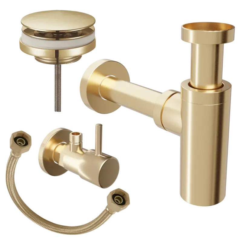 Garantierte Lieferung Santeg Montageset für Handwaschbecken Brushed Champagne Gold