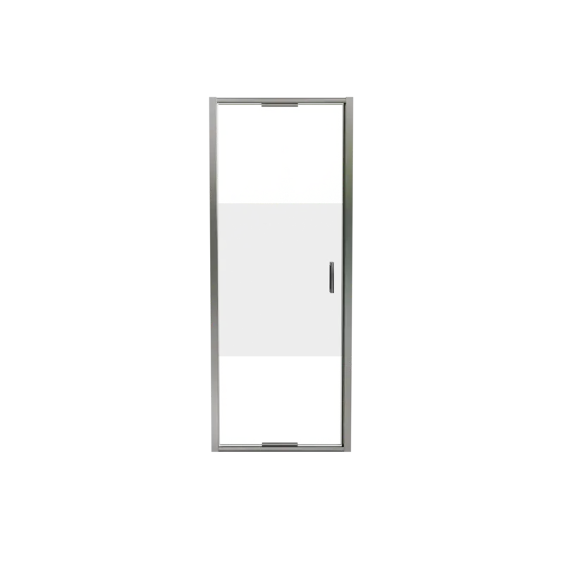 Solange Der Vorrat Reicht Luca Varess Vidor In Dusche Drehtür 80 cm x 190 cm Klarglas mit mattiertiem Streifen glänzend Chrom Profil
