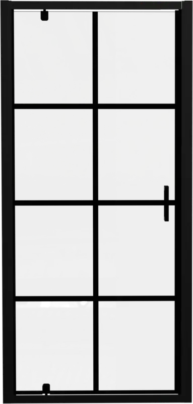 Top-Angebot Luca Varess Vidor Duschtür: Drehtür, 90 x 190 cm, Square Glas, Schwarzes Profil, matt