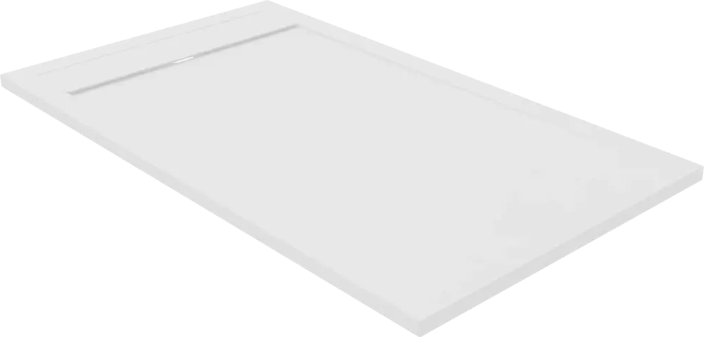 Direktkauf Luca Varess Dandy Duschwanne: 140 x 80 cm, Marmorkomposit, Weiße Steinstruktur, matt